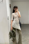 Boris Bidjan Saberi WTS1 series long hand-dyed short-sleeved cotton T-shirt WTS1.LONG FTT00001-HUI gray